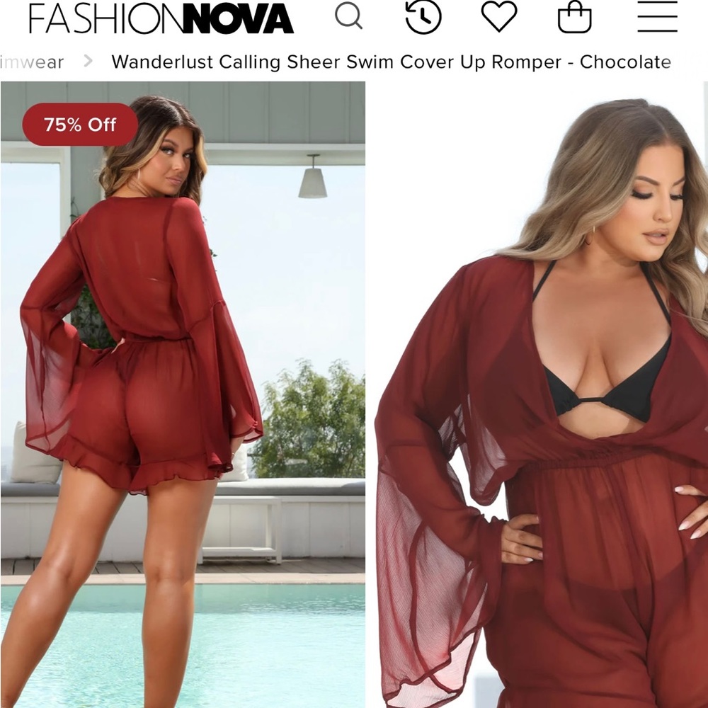 Sheer bathing suit cover up burgundy. New with tags.